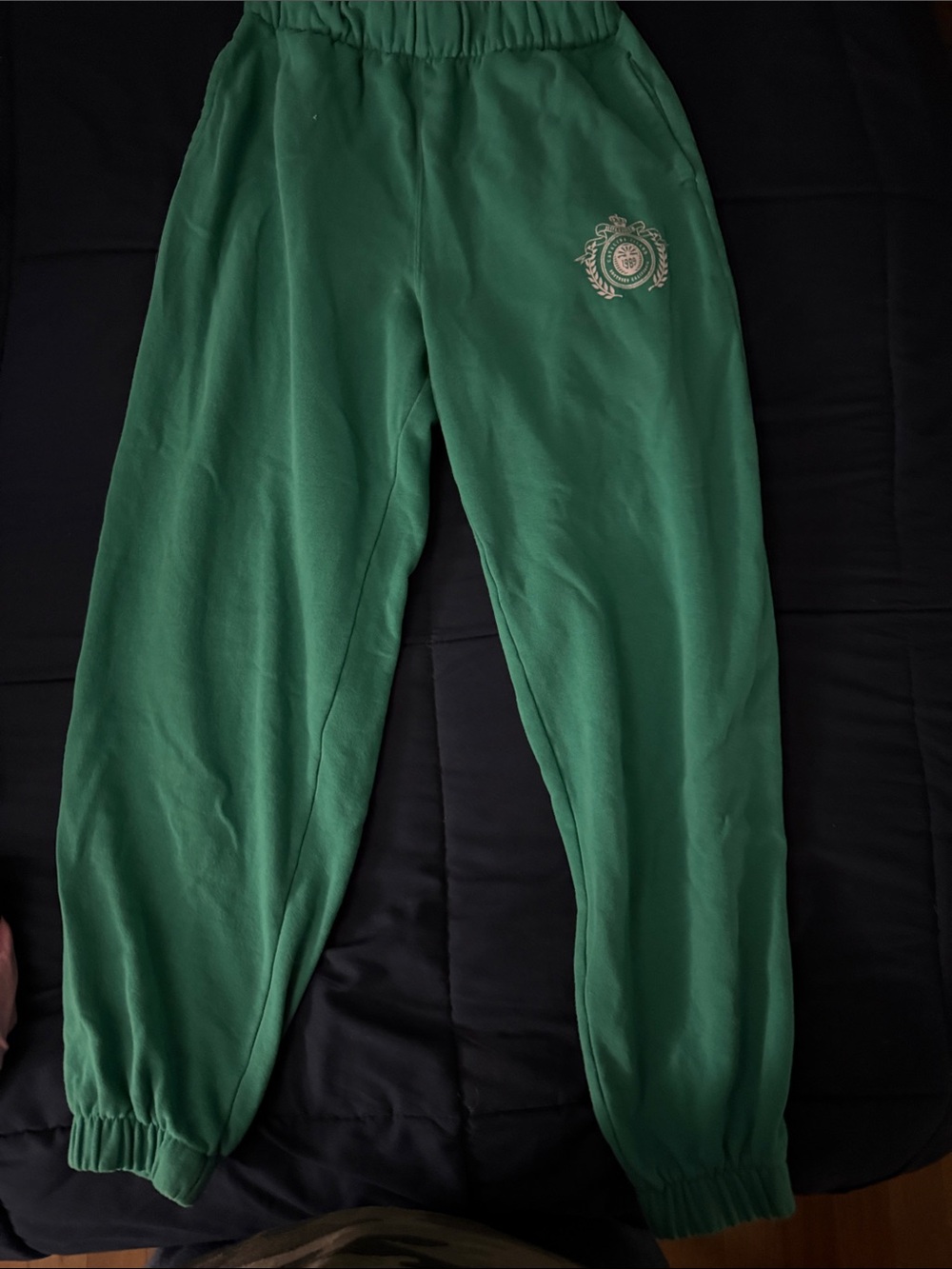 Hollister Green Track Joggers with Crest Logo